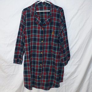 Ralph Lauren Classic Plaid Front Button Crested Sleepshirt 2X